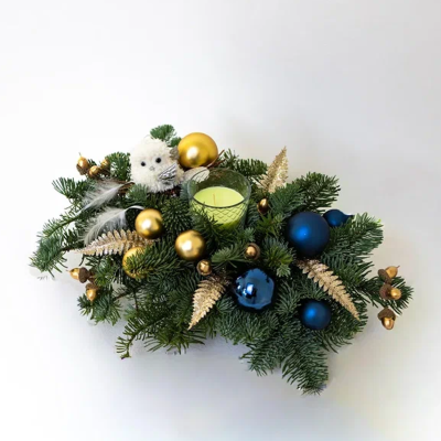 Композиция настольная "Зимняя сказка" со свечой в стакане N 91151