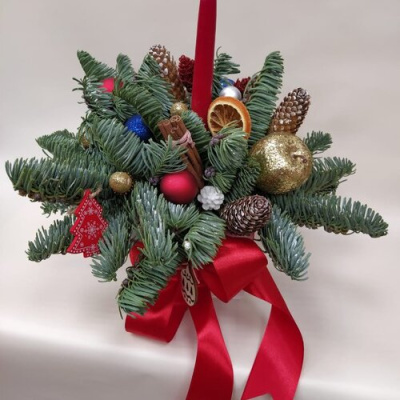 Букет "Зимний вечер" из нобилиса и сухоцветов. N 25885