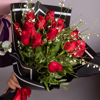 Букет из Кенийских красных роз 15 шт. 28447-Кр