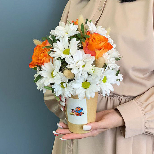 Стаканчик с хризантемой и розами арт. 66997