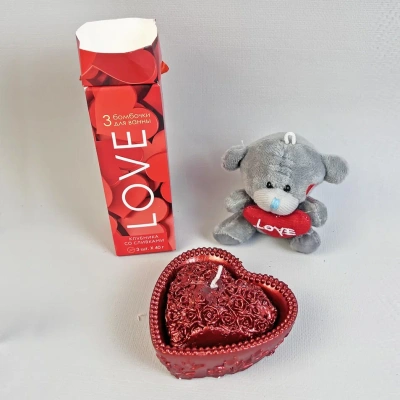 Подарочный набор "Горячее сердце" бомбочки для ванны, свеча, игрушка 59818